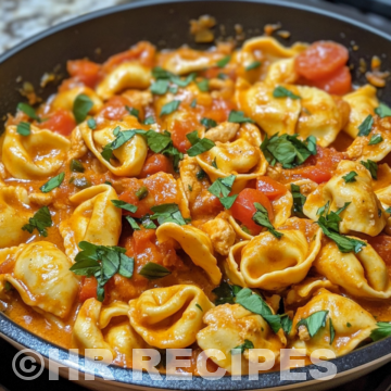 One Pot Spicy Garlic Butter Chicken Tortellini taken with iphone 15 pro max --iw 2 --ar 4:5 --v 6.1 --raw