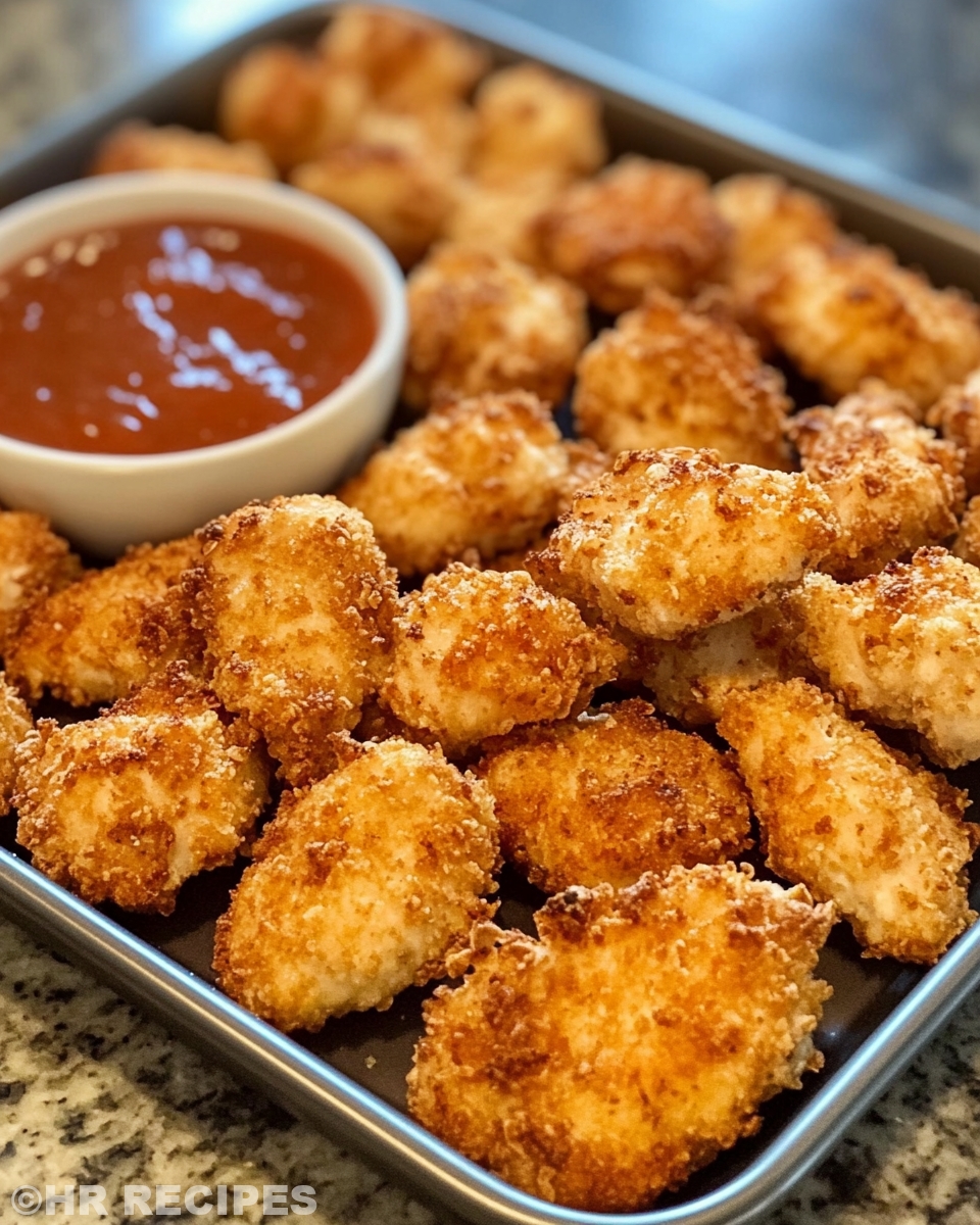 Steam escaping from pressure cooker for oven baked chicken bites