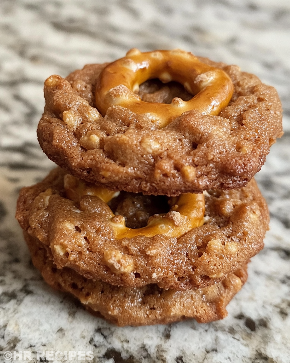 Finished peanut butter pretzel cookies ready to serve
