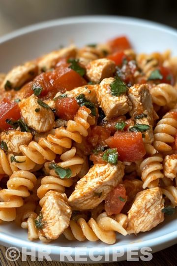 Perfect Bruschetta Chicken Pasta taken with iphone 15 pro max --iw 2 --ar 4:5 --v 6.1 --raw