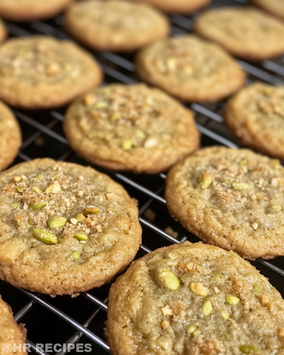 Ingredients and measurement of pistachio cream stuffed cookies on kitchen table