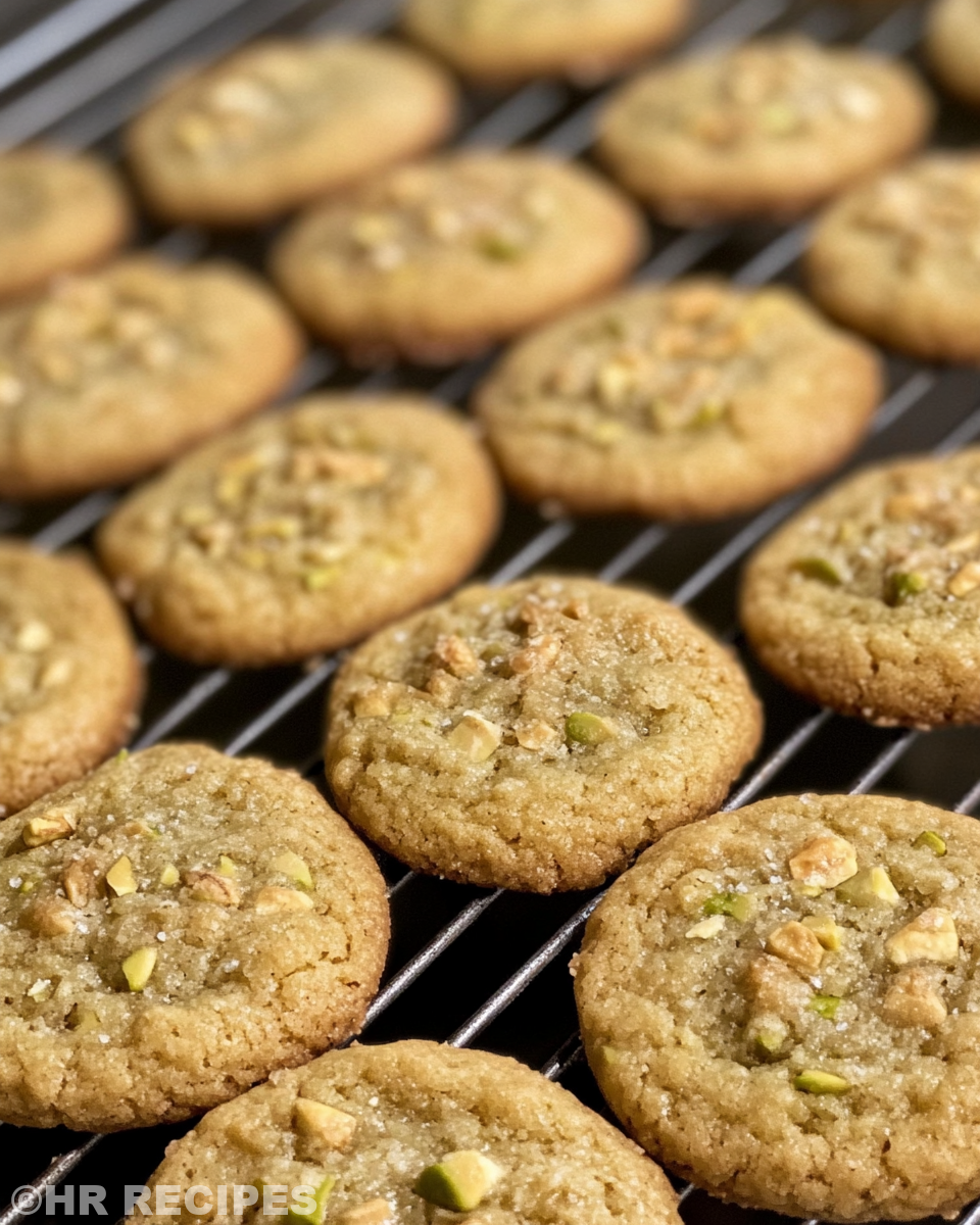 Freshly pressure cooked pistachio cream stuffed cookies steaming hot