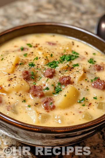 Potato And Sausage Chowder taken with iphone 15 pro max --iw 2 --ar 4:5 --v 6.1 --raw