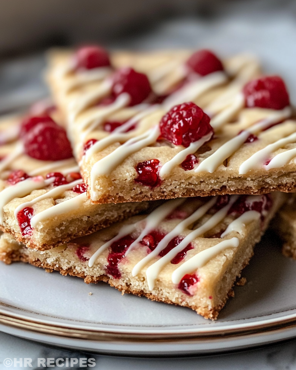 Finished Raspberry White Chocolate Cookies with white chocolate drizzle on cooling rack