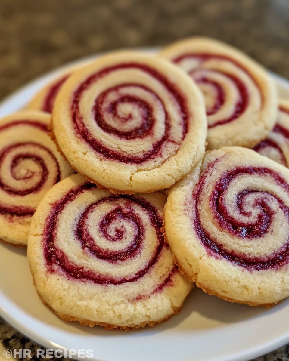 Close-up of raspberry jam filled shortbread cookie indented centers