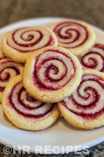 Raspberry Swirl Cookies With Butter Shortbread taken with iphone 15 pro max --iw 2 --ar 4:5 --v 6.1 --raw