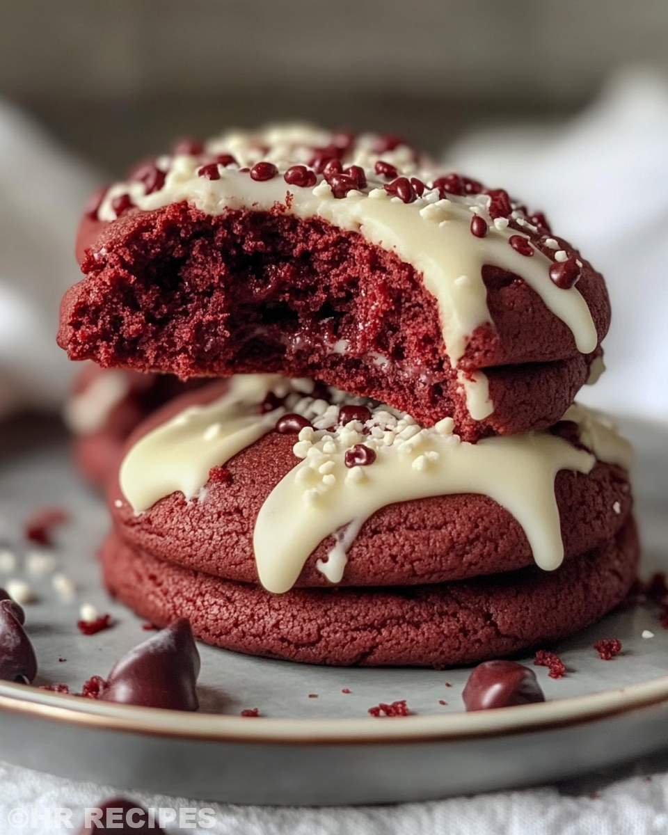 Ingredients for red velvet chocolate chip cookies laid out neatly