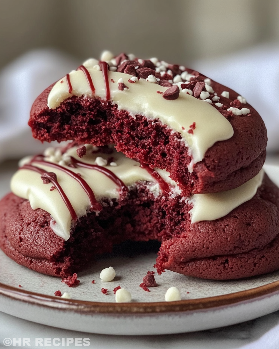 Homemade red velvet cookie dough balls ready for baking
