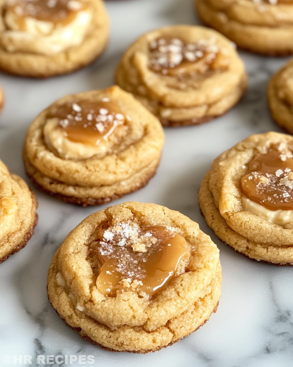 Fresh salted caramel cheesecake cookies cooling after pressure cooker