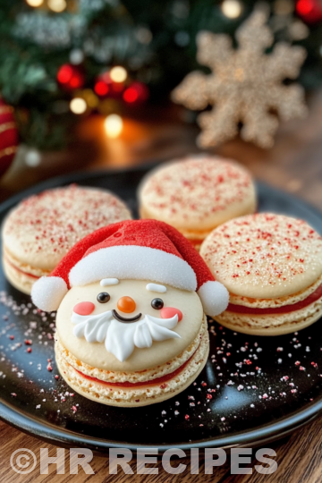 Santa Claus Macarons taken with iphone 15 pro max --iw 2 --ar 4:5 --v 6.1 --raw