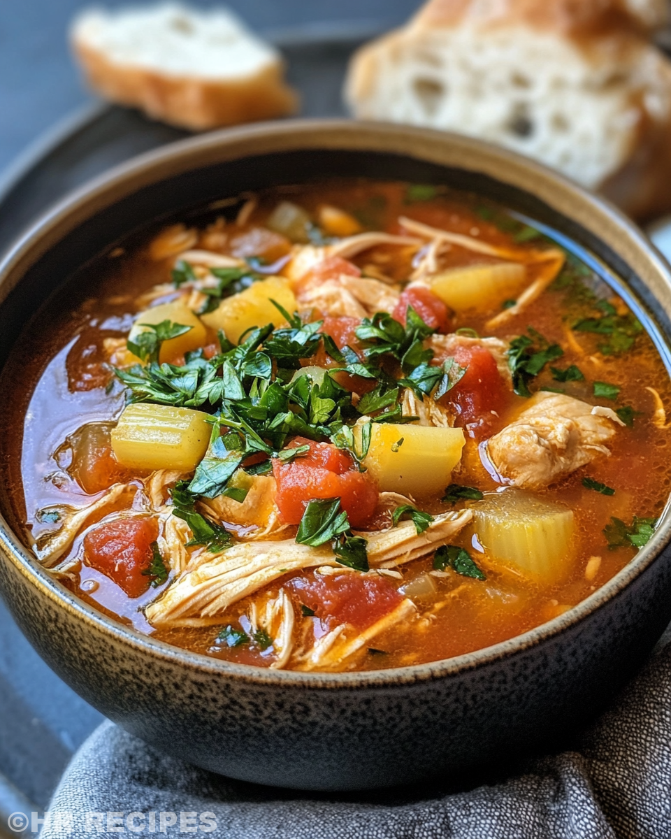 Diced vegetables and chicken broth in pressure cooker for Sicilian chicken soup