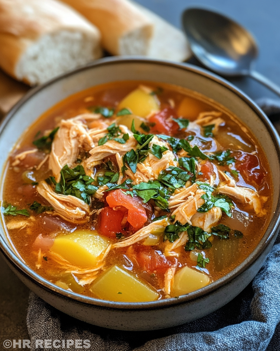 Sicilian chicken soup simmering with golden broth in pressure cooker