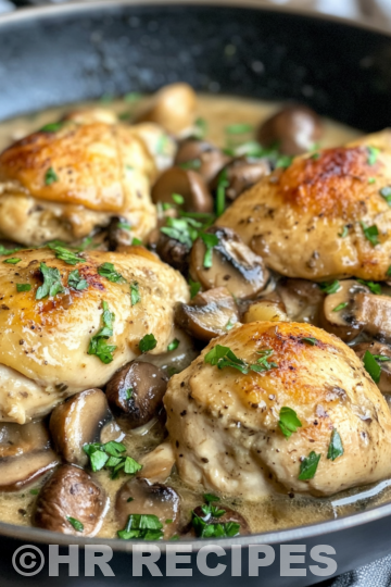 Skillet Chicken And Mushroom Wine Sauce taken with iphone 15 pro max --iw 2 --ar 4:5 --v 6.1 --raw