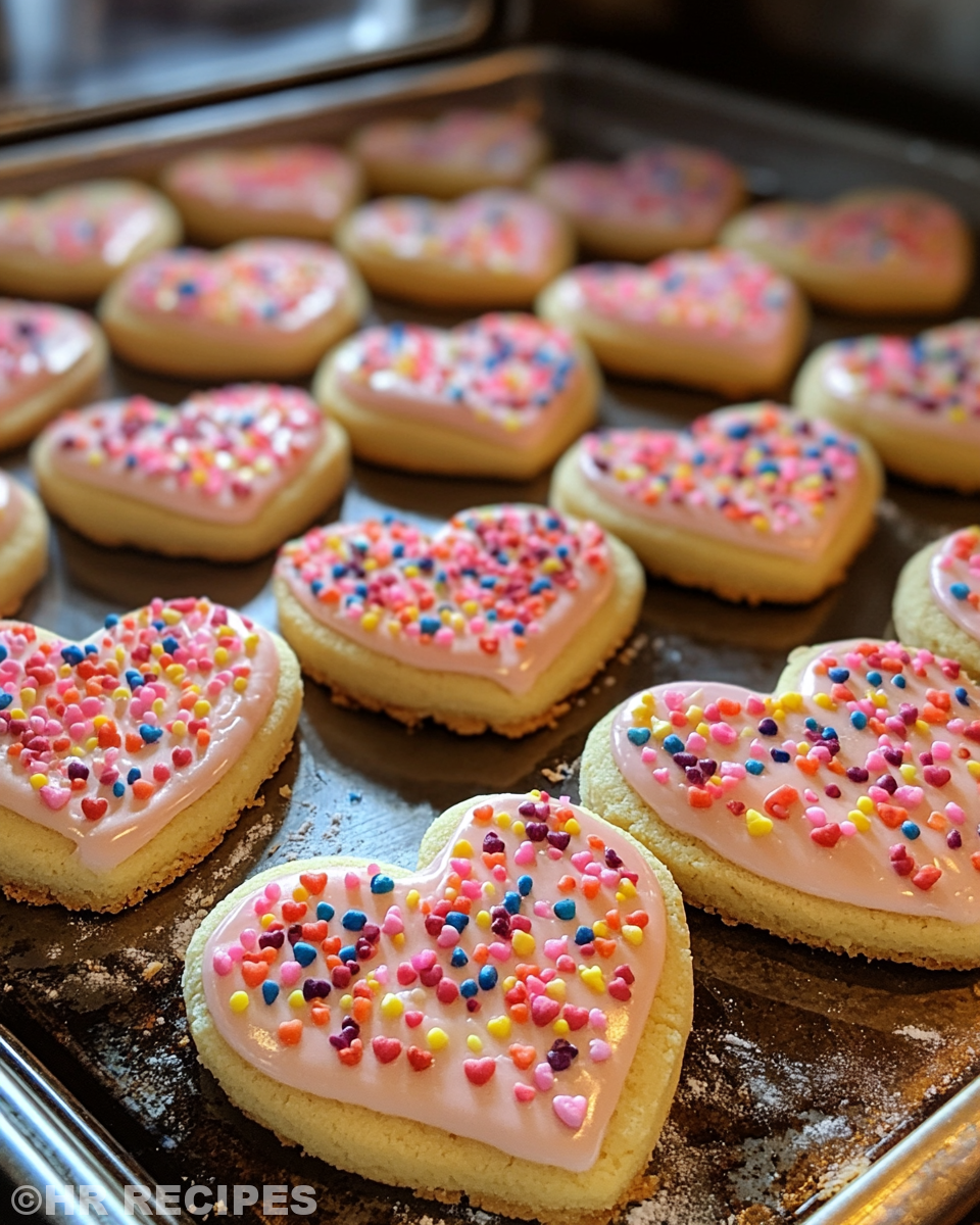 Close-up of the finished Slice and Bake Heart Cookies ready to enjoy