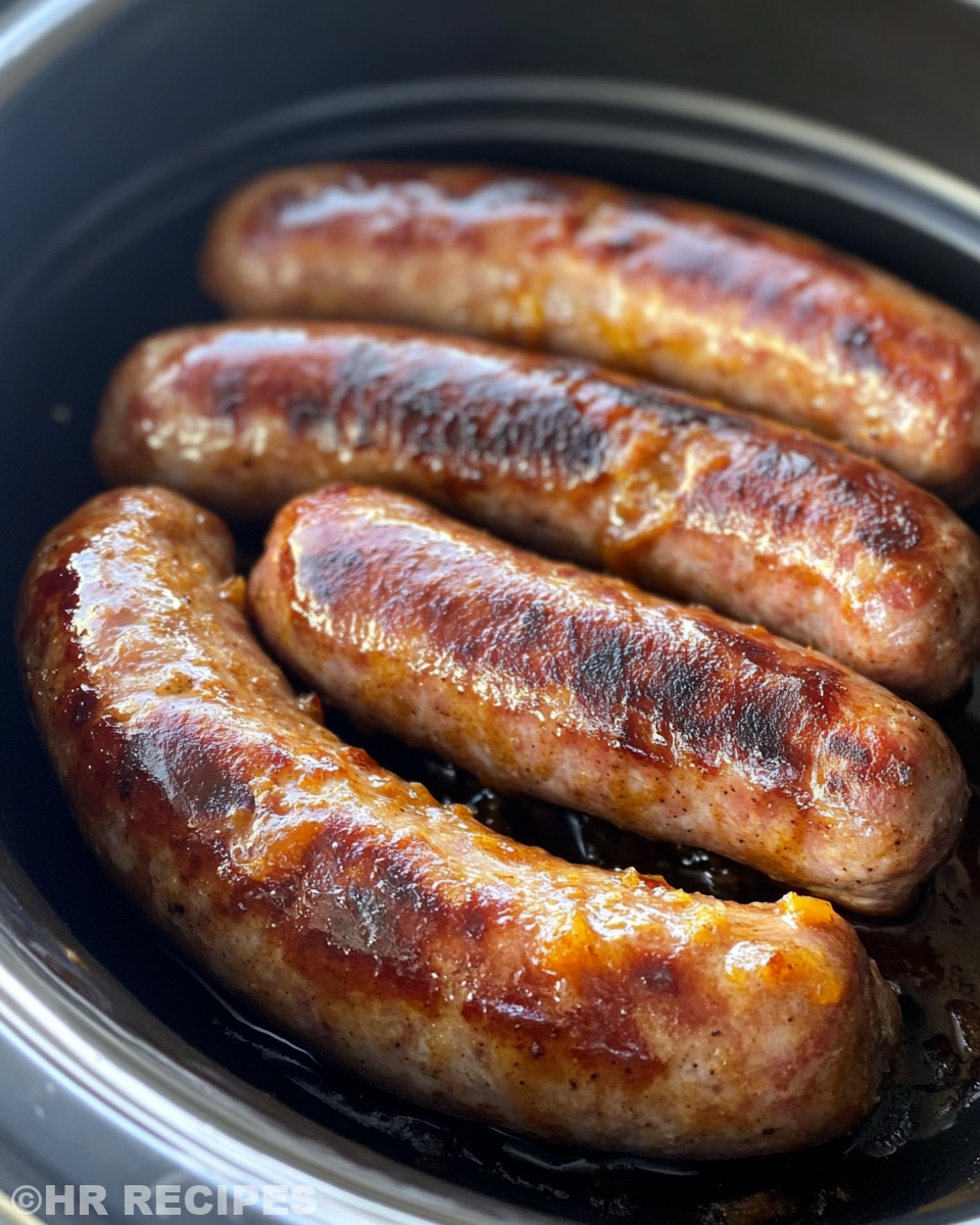 Pressure cooker with beer brats cooking inside with steam visible