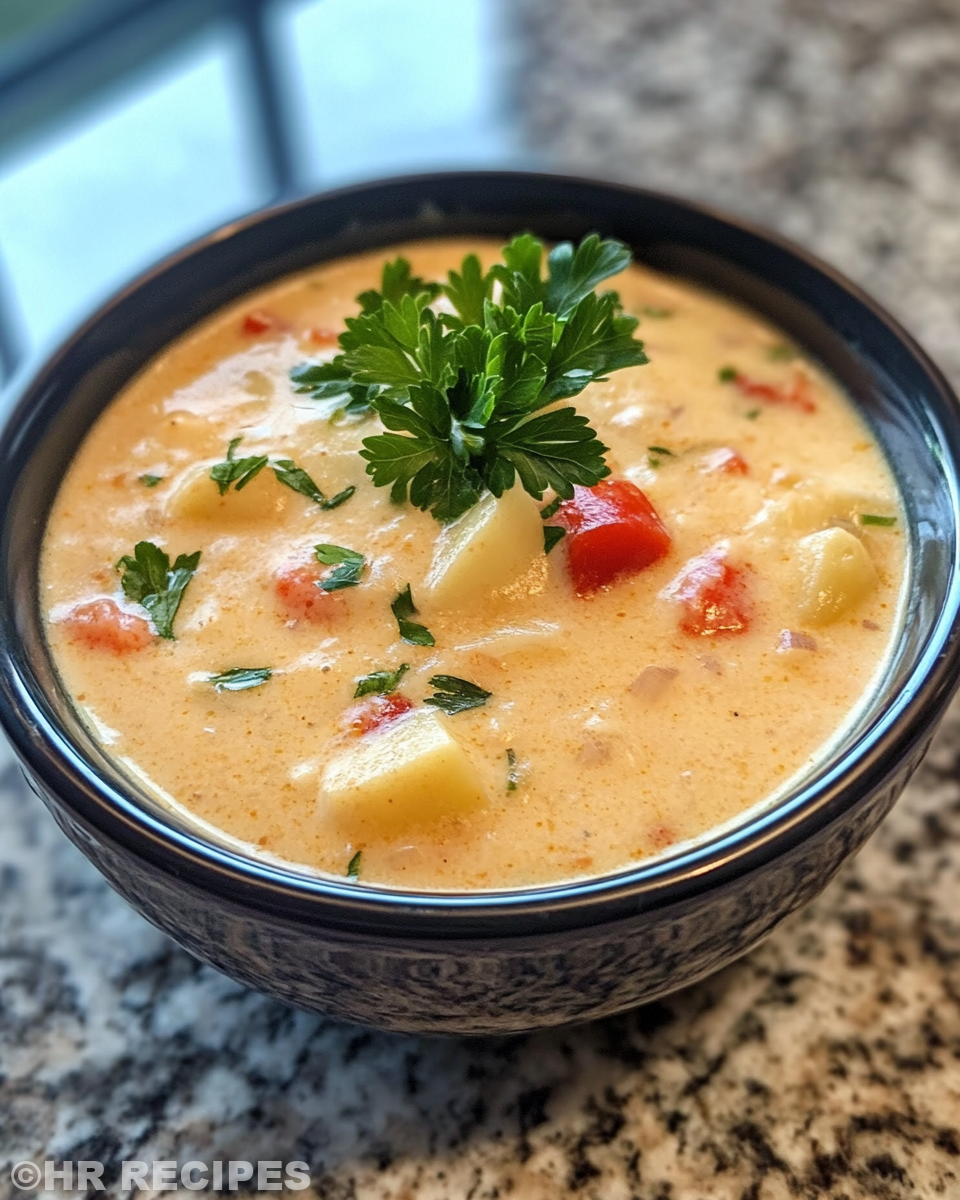 Ingredients for Cajun potato soup in bowls including sausage, onion, garlic, spices, hash browns, and cheeses