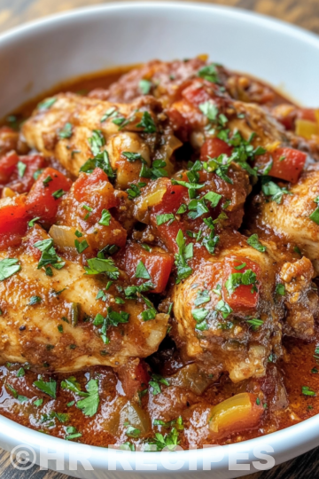 Slow Cooker Chicken Cacciatore taken with iphone 15 pro max --iw 2 --ar 4:5 --v 6.1 --raw