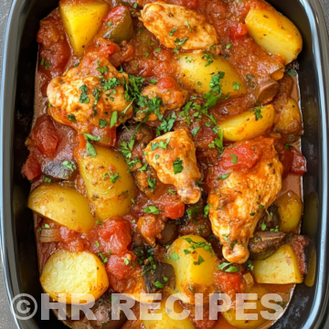 Slow Cooker Chicken Cacciatore With Potatoes taken with iphone 15 pro max --iw 2 --ar 4:5 --v 6.1 --raw