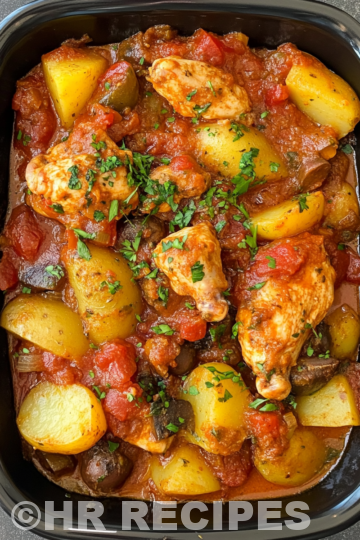 Slow Cooker Chicken Cacciatore With Potatoes taken with iphone 15 pro max --iw 2 --ar 4:5 --v 6.1 --raw