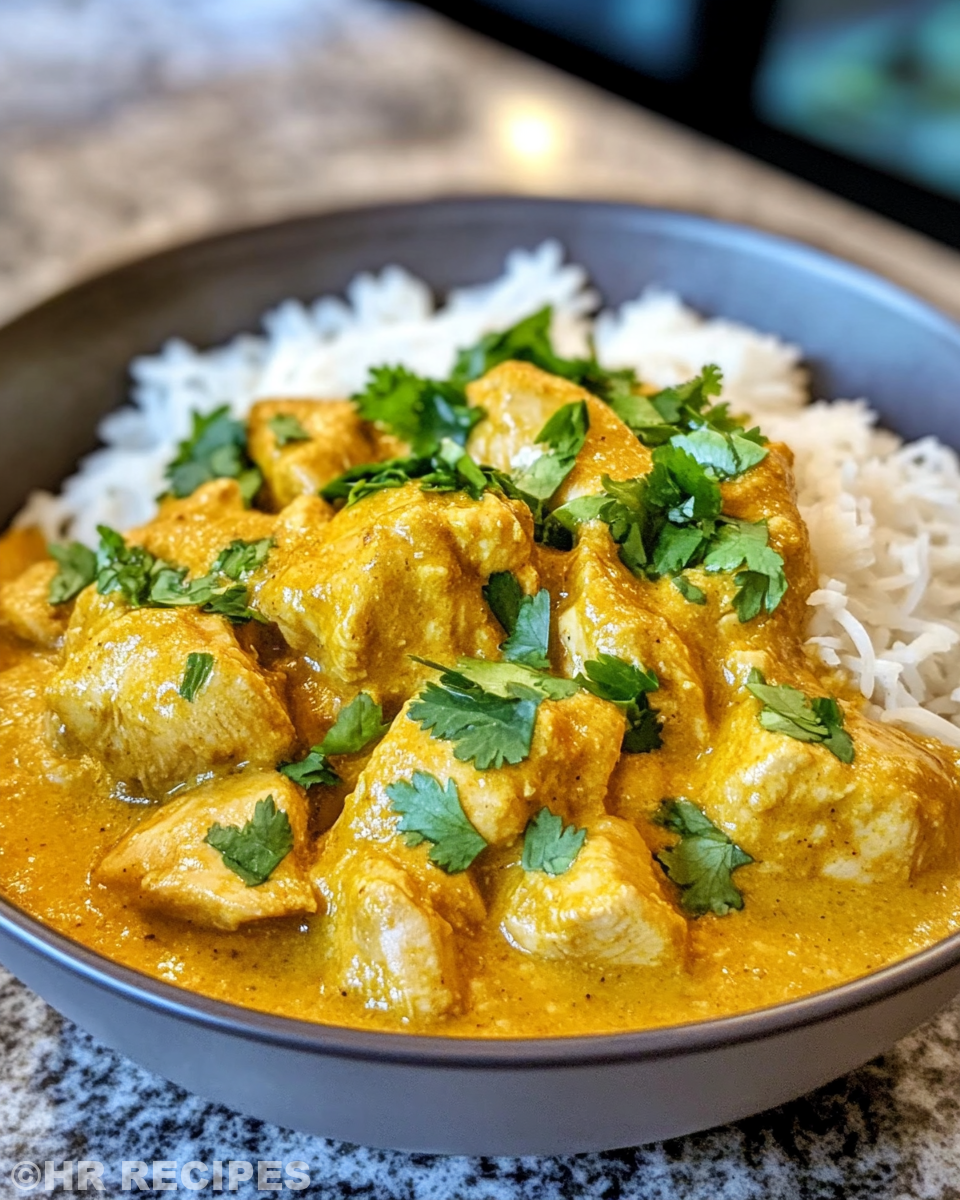 Blended cashews and chicken broth base for korma in blender