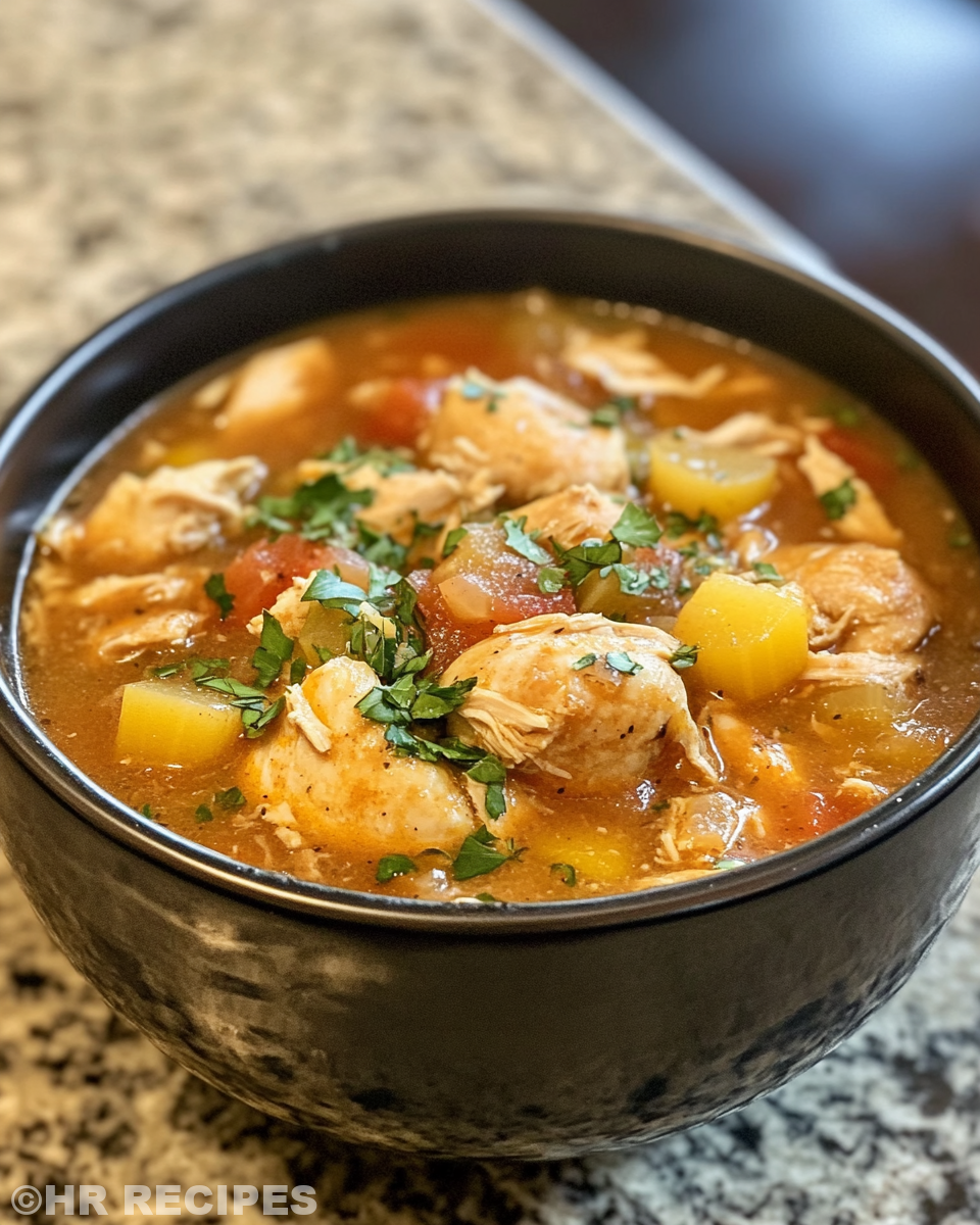 Steaming slow cooker chicken stew in early cooking phase