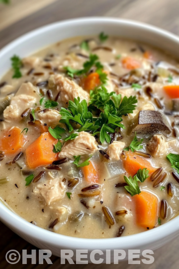 Slow Cooker Chicken Wild Rice Soup taken with iphone 15 pro max --iw 2 --ar 4:5 --v 6.1 --raw