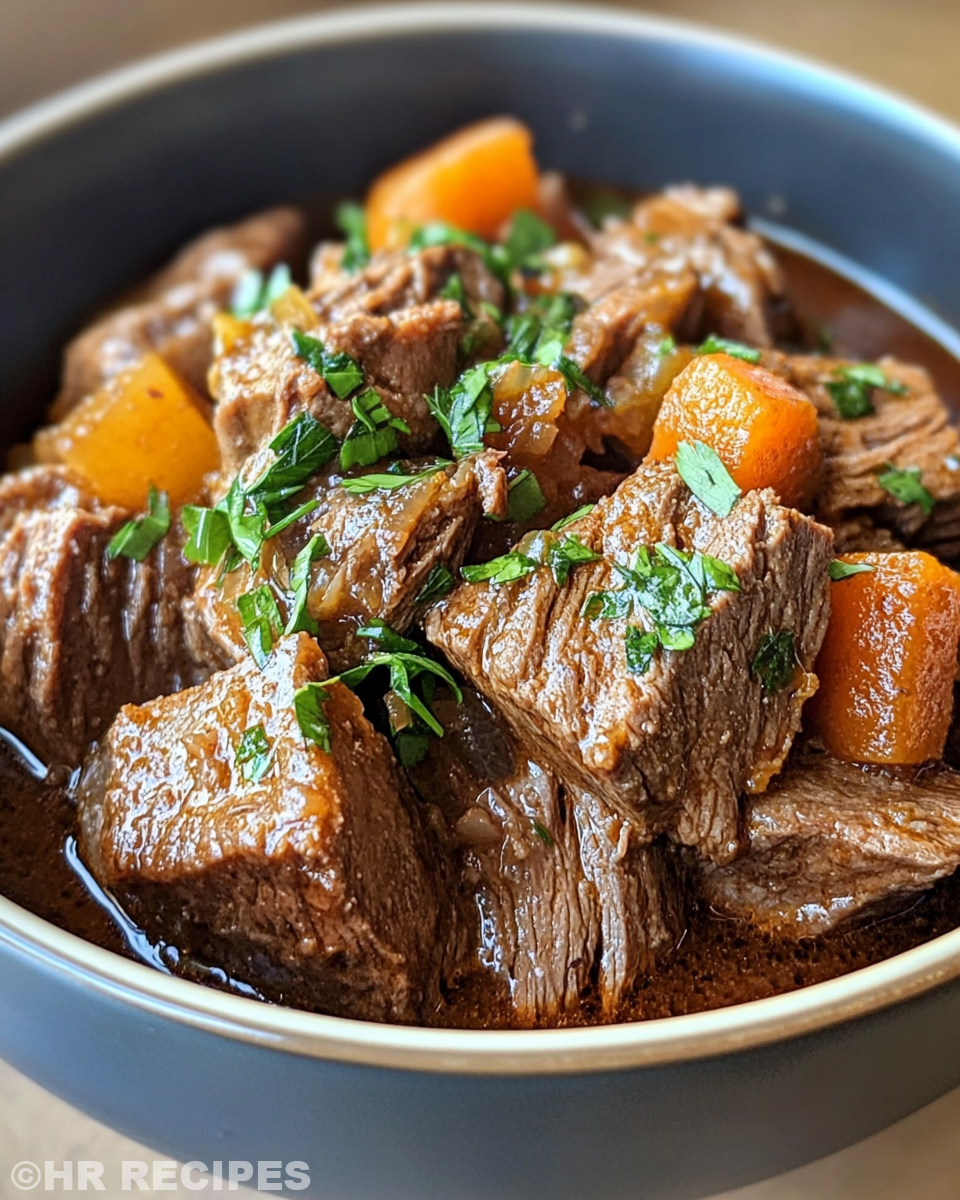 Slow cooker pork belly in pot cooking