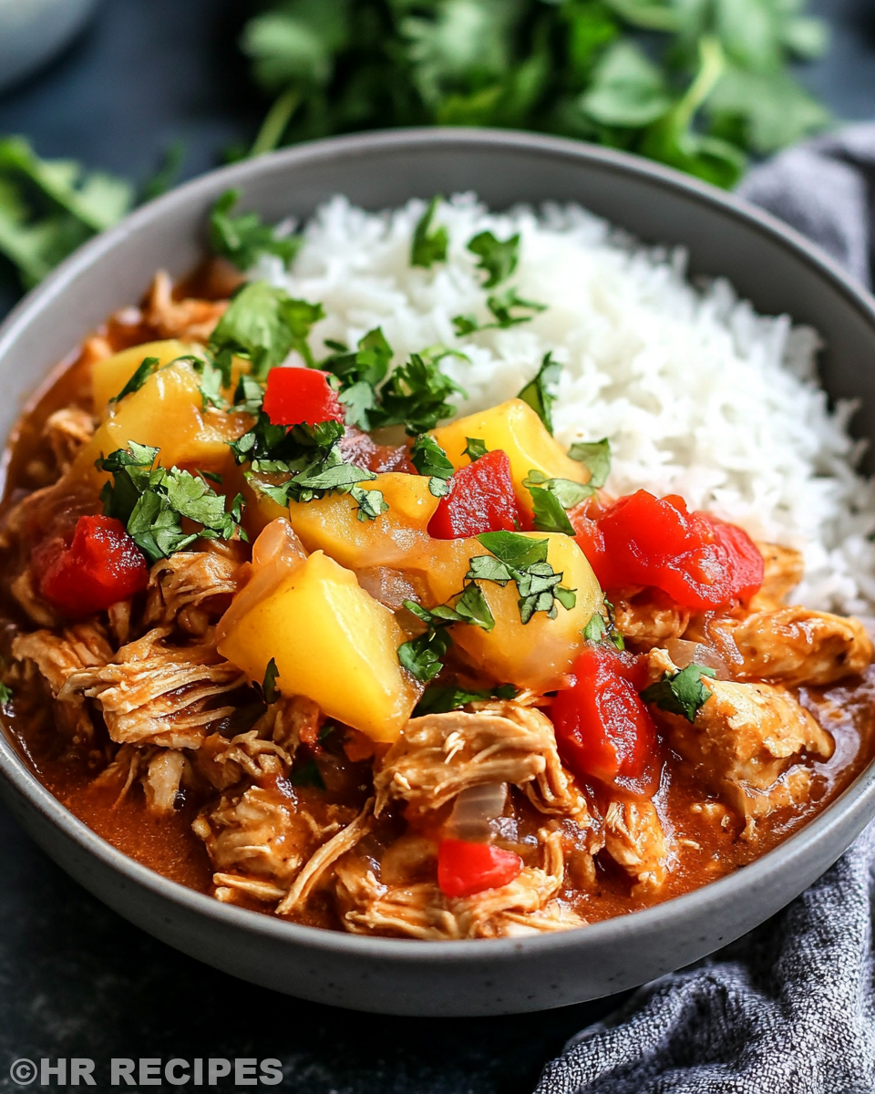 Ingredients for slow cooker Hawaiian chicken recipe on kitchen counter