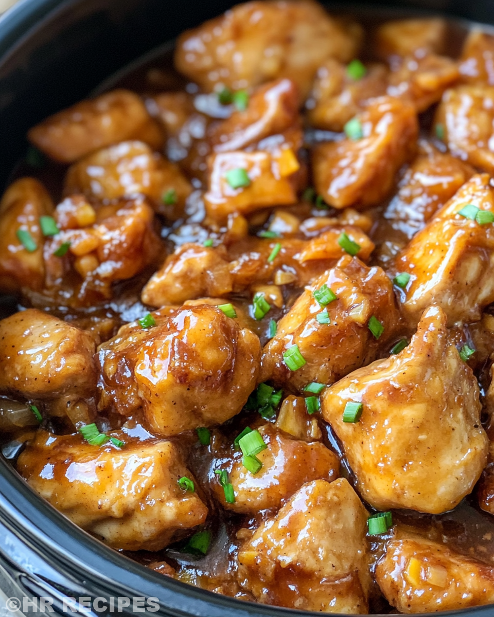 Final serving of Hawaiian sticky chicken slow cooker meal plated