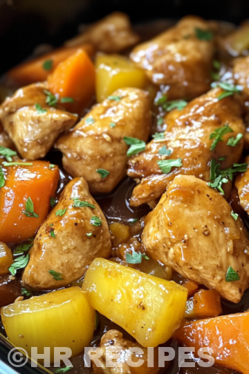 Slow Cooker Honey Garlic Chicken And Veggies taken with iphone 15 pro max --iw 2 --ar 4:5 --v 6.1 --raw