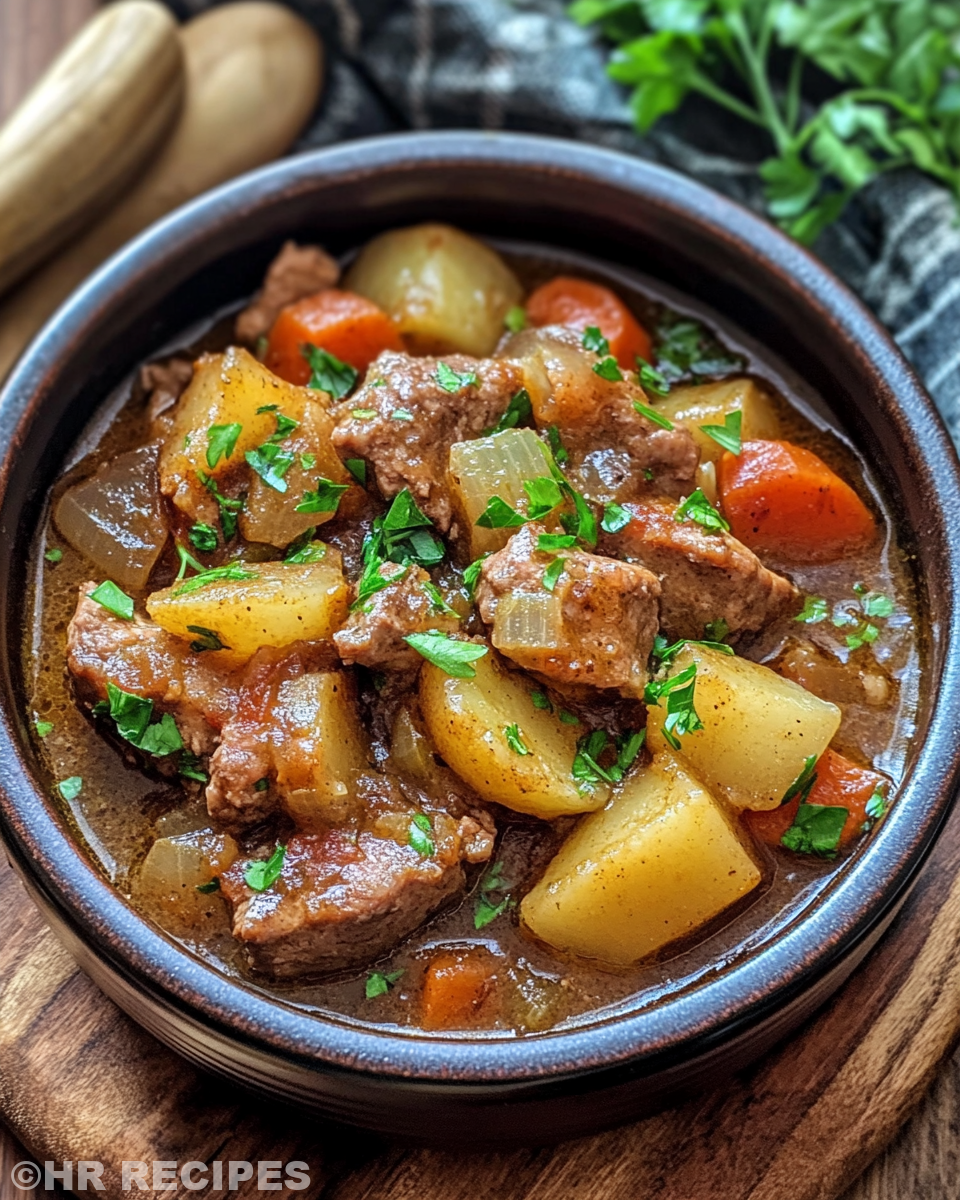 Finished serving of Irish Dublin Coddle in bowl