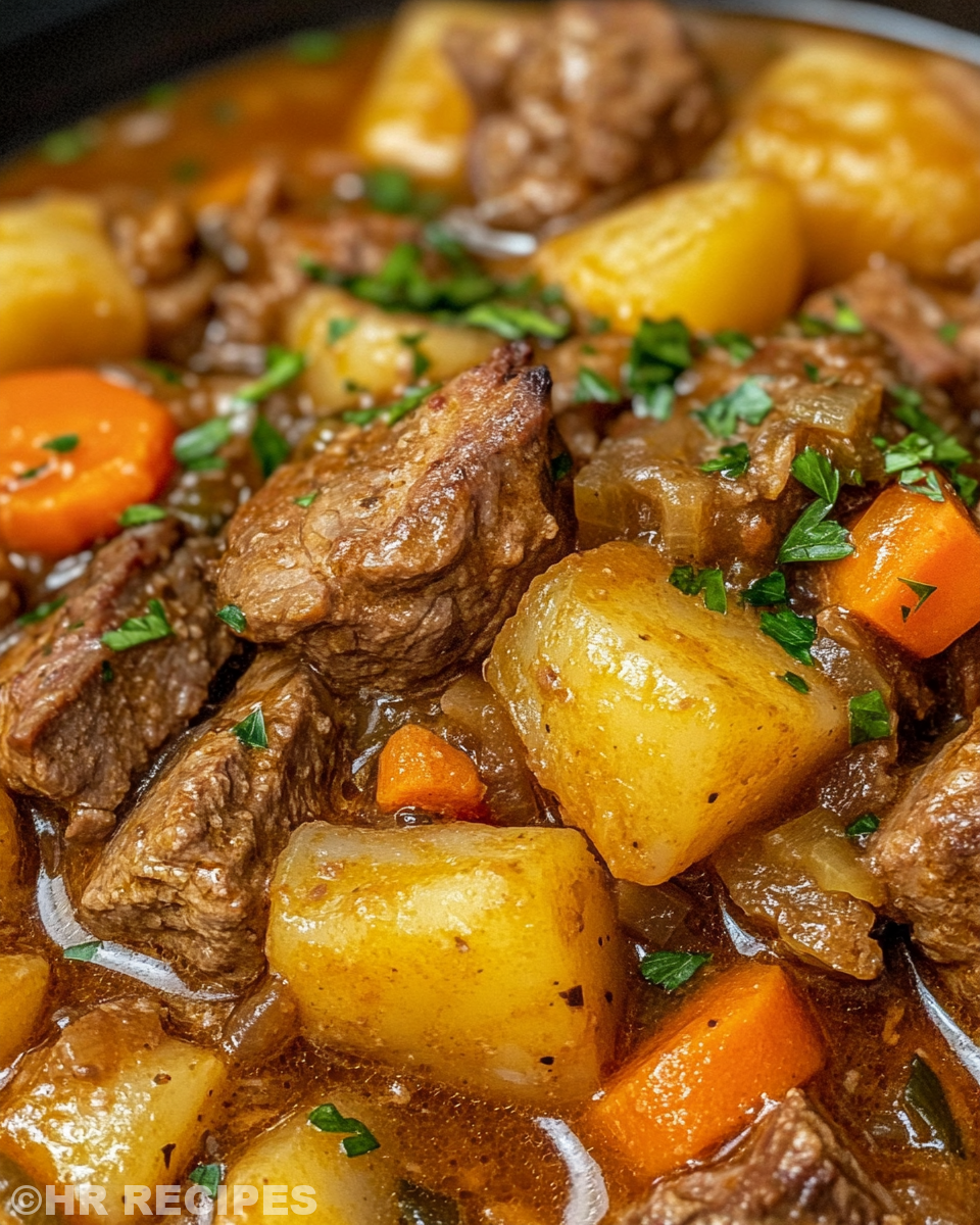 Ingredients for slow cooker lamb stew arranged on table