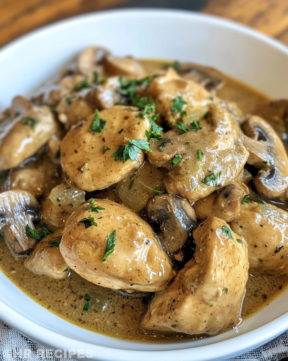 Ingredients for creamy mushroom chicken in slow cooker