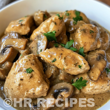 Slow Cooker Mushroom Chicken taken with iphone 15 pro max --iw 2 --ar 4:5 --v 6.1 --raw