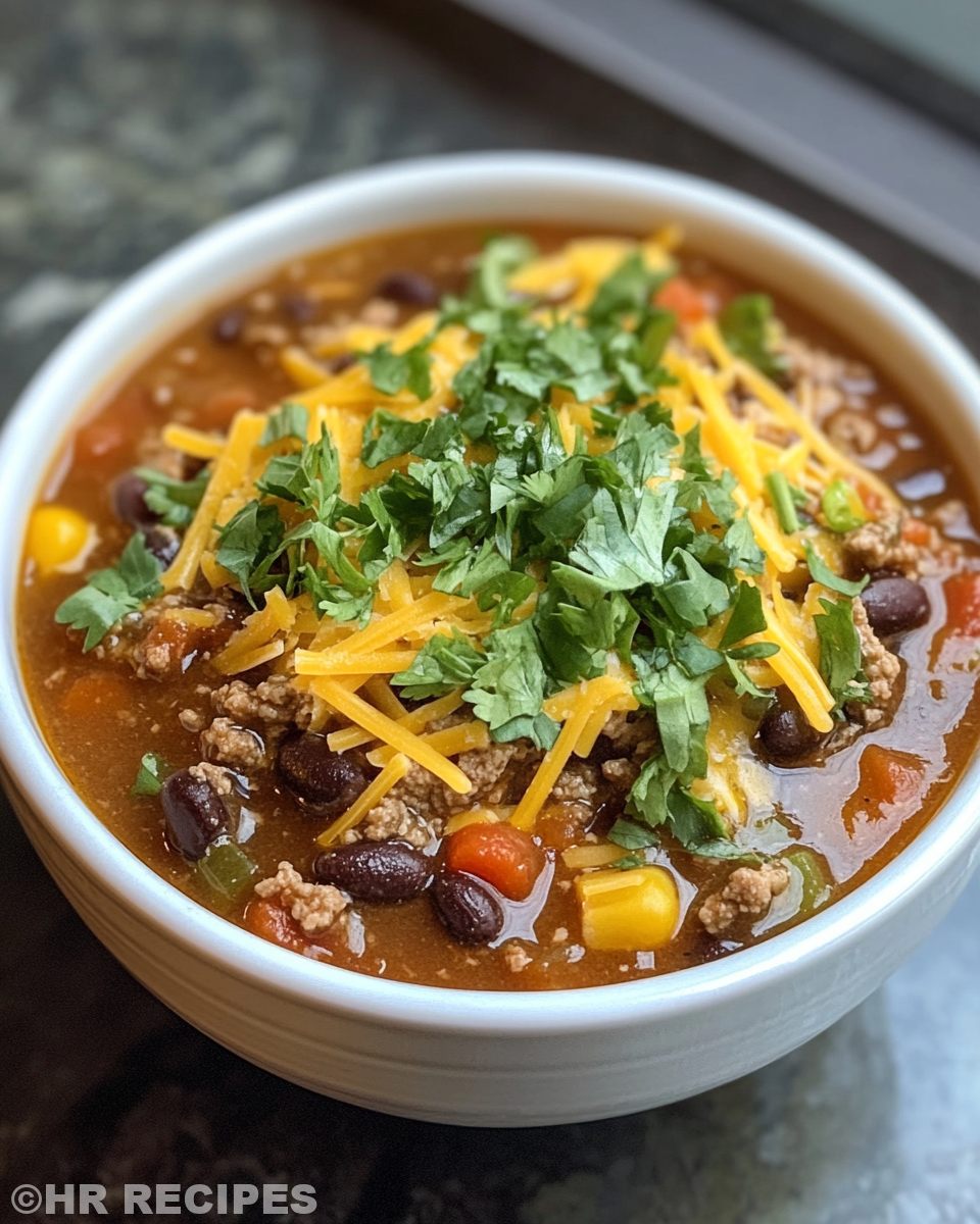 Steam rising from slow cooker nacho soup with spices and cheese aroma