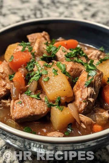 Slow Cooker Pork Stew taken with iphone 15 pro max --iw 2 --ar 4:5 --v 6.1 --raw