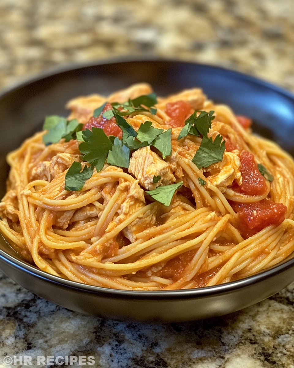 Layering cheesy ingredients into slow cooker for chicken spaghetti