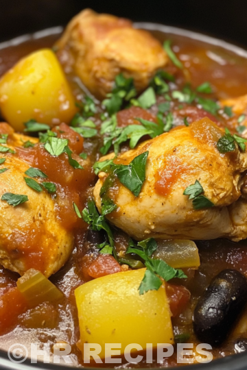 Slow Cooker Spanish Chicken Stew taken with iphone 15 pro max --iw 2 --ar 4:5 --v 6.1 --raw