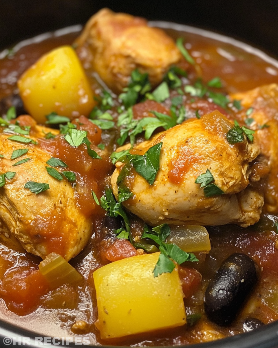 Pressure cooker sizzling with pollo guisado stew