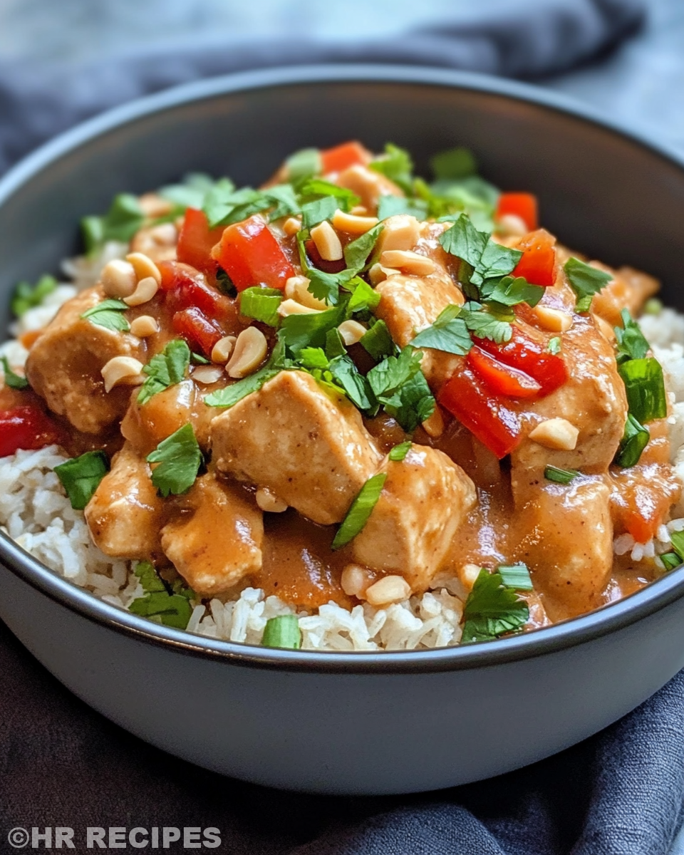 Ingredients for Thai peanut chicken sauce mixed in bowl