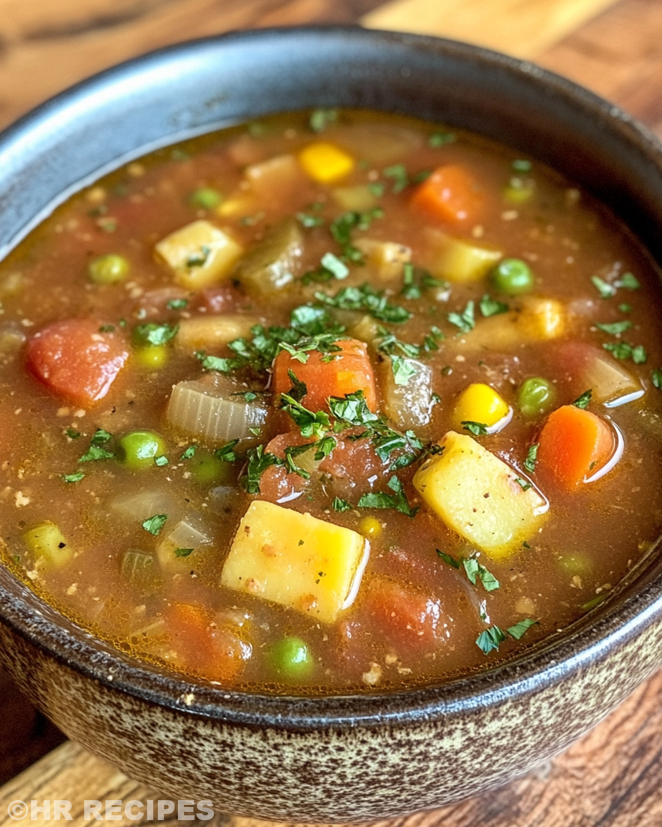 Ingredients laid out for slow cooker vegetable soup preparation