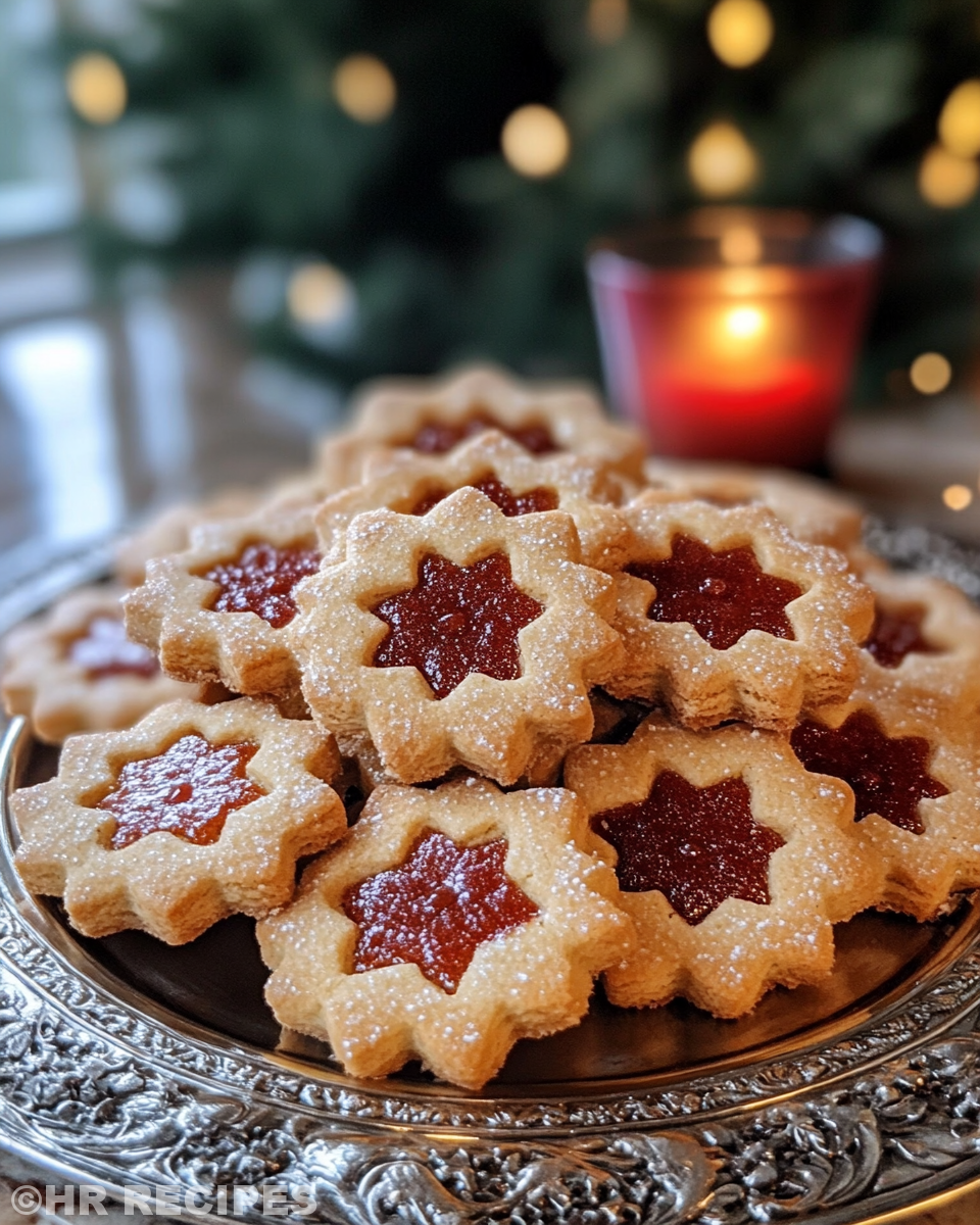 Freshly baked soft and sweet Linzer cookies