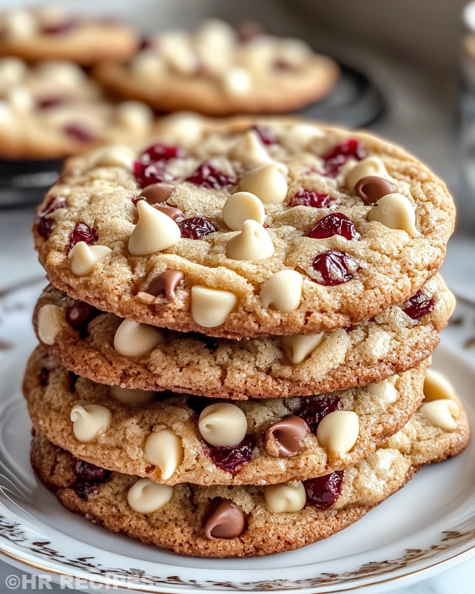 Freshly baked white chocolate chip cranberry cookie bars cooled on a rack