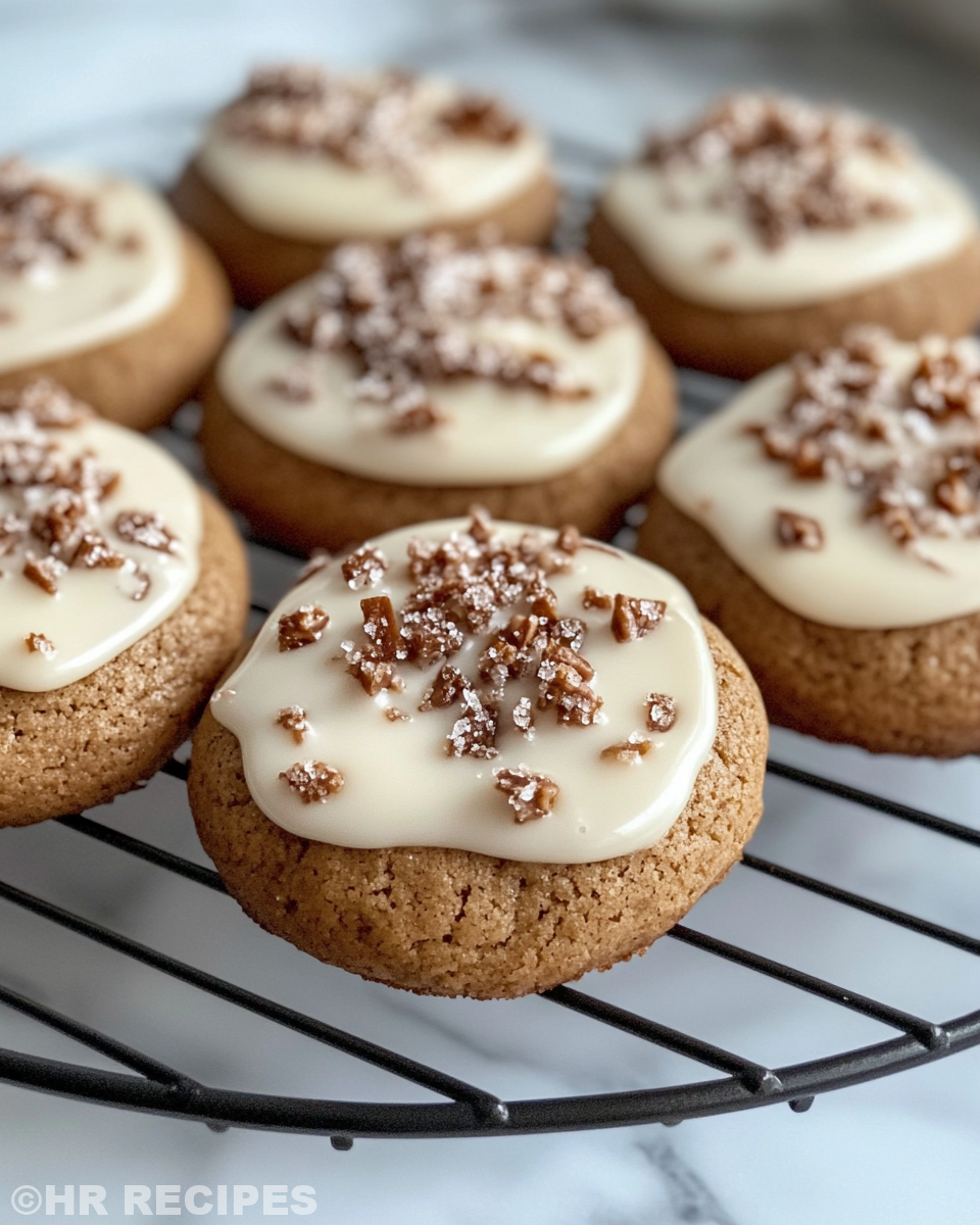 Delicious soft gingerbread cookies served with maple glaze and decorative sparkling sugar
