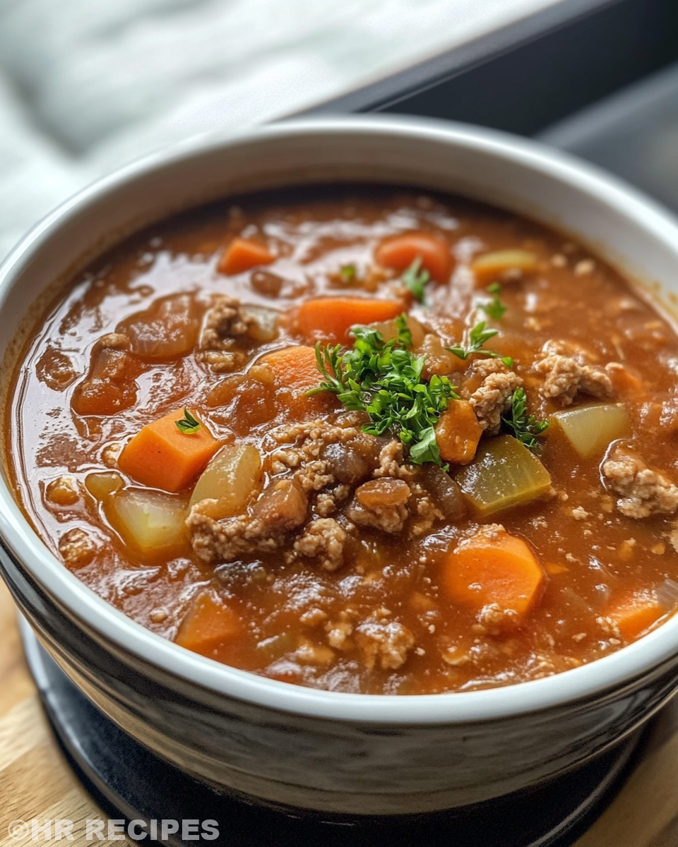 Ingredients including protein, vegetables, and seasonings for slow cooker soup