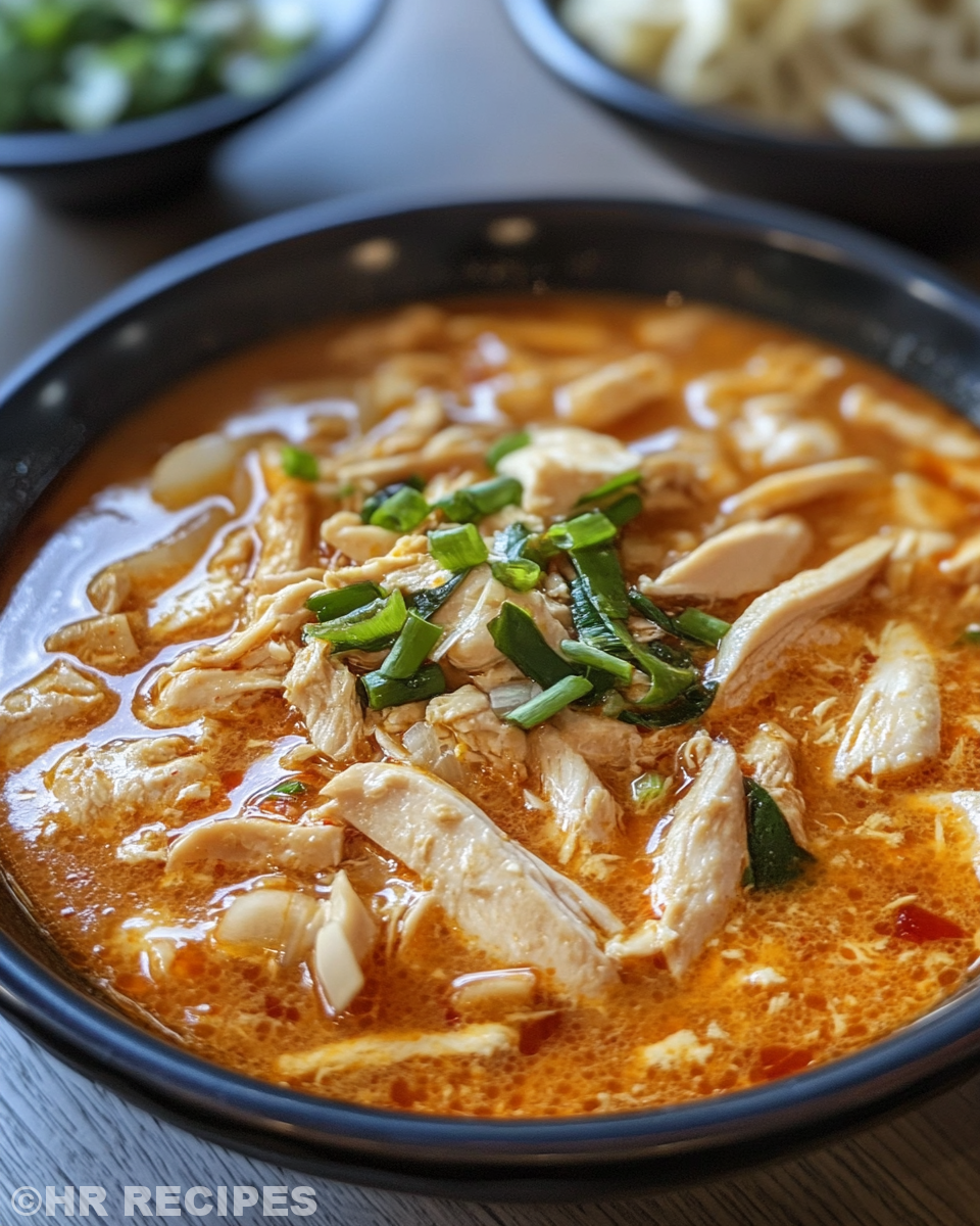 Steaming spicy chicken soup in pressure cooker with rich flavors