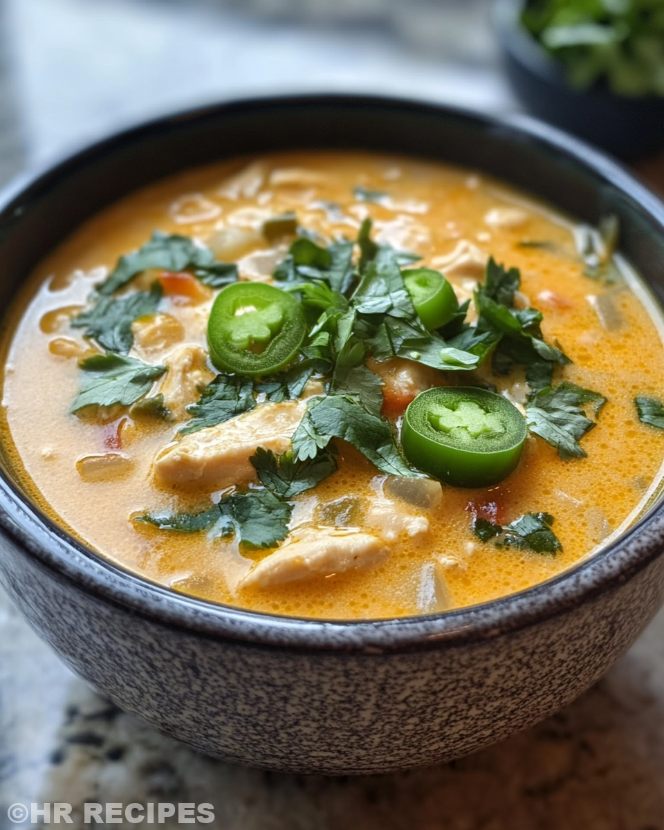 Steaming spicy jalapeño popper chicken soup in pressure cooker