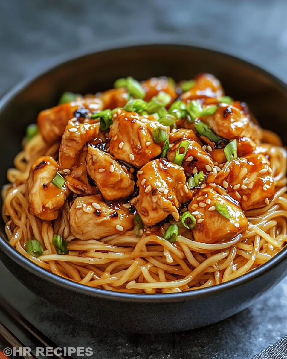 Ingredients for sticky garlic chicken noodles recipe