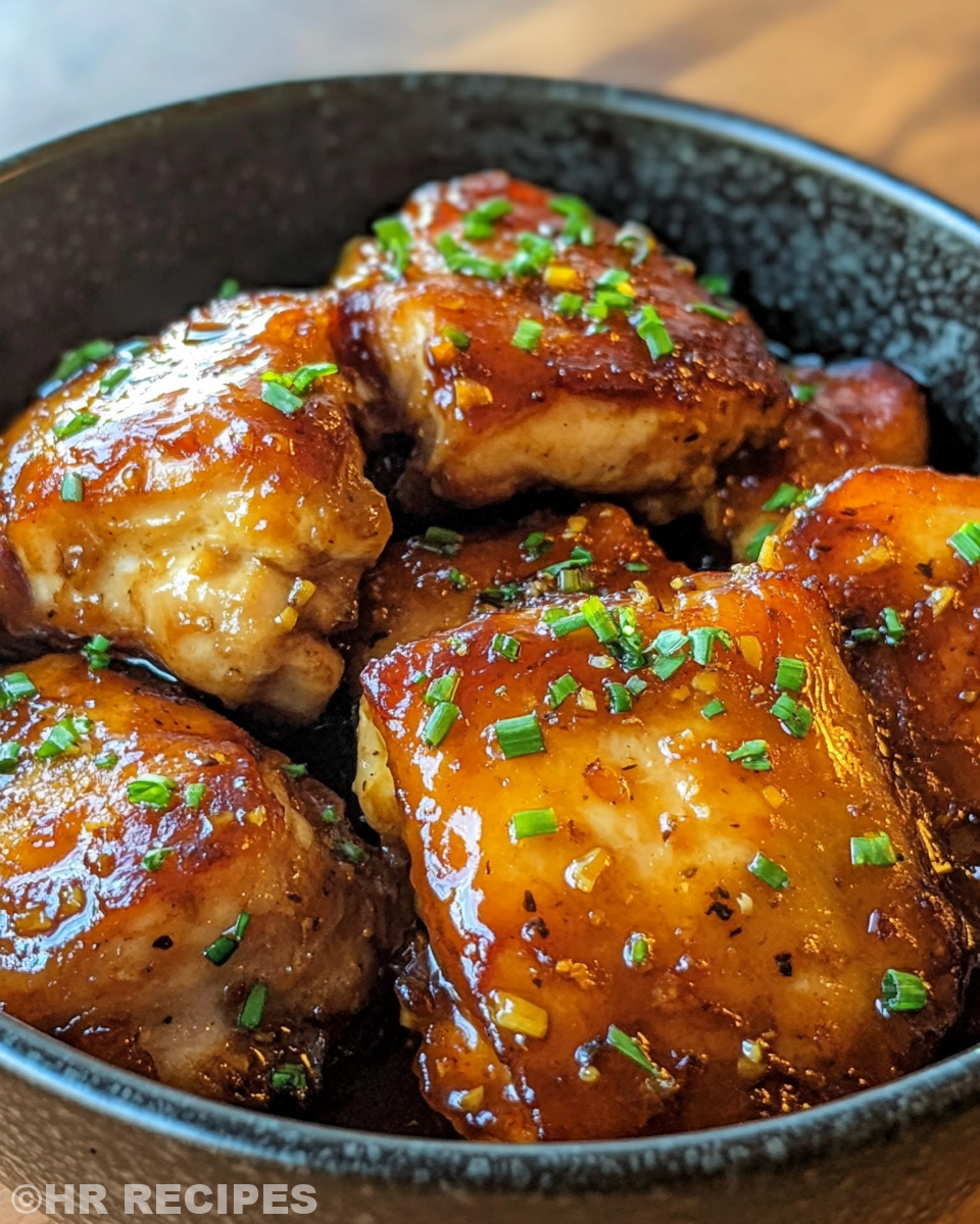 Ingredients including chicken thighs, honey, garlic, ketchup, and soy sauce