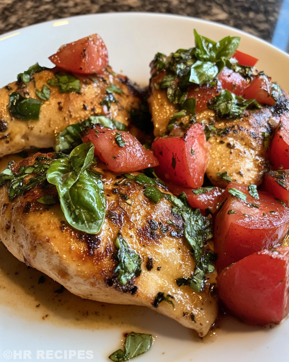 Ingredients including chicken, strawberries, basil, garlic and olive oil ready for cooking